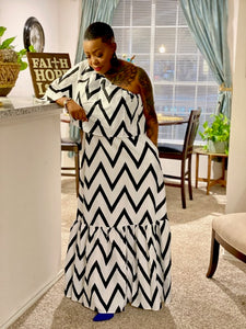 Chevron Print Maxi Dress