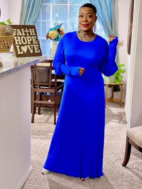 All About the Sleeves Maxi Dress (royal blue)