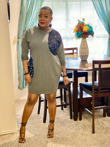 Kamryn Sequin Sweater Dress (gray)