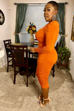 Load image into Gallery viewer, All Ruched Up Dress (mango)
